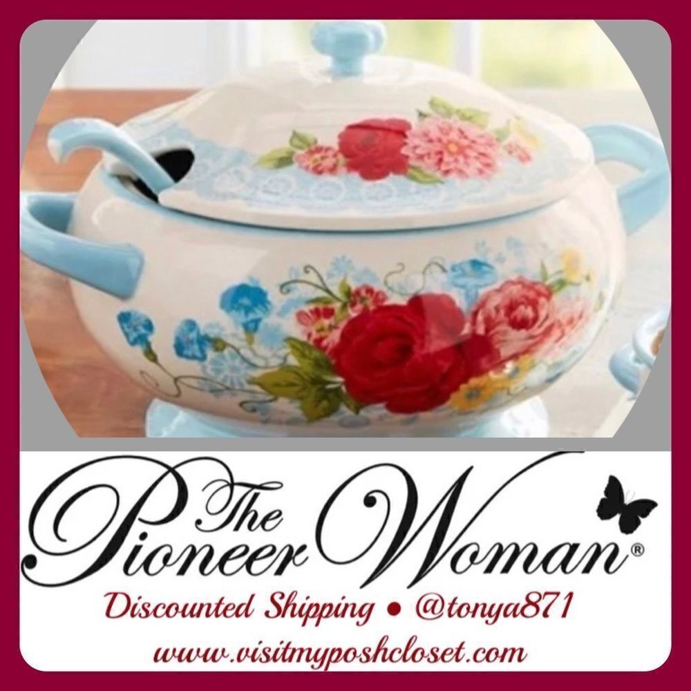 🦋 New Pioneer Woman Sweet Rose Serving Ceramic Soup Tureen